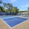 Tennis court with blue and white details